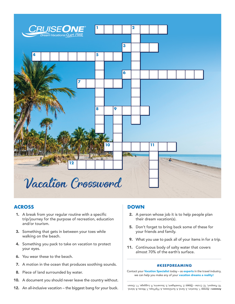 Vacation Crossword Preview Image