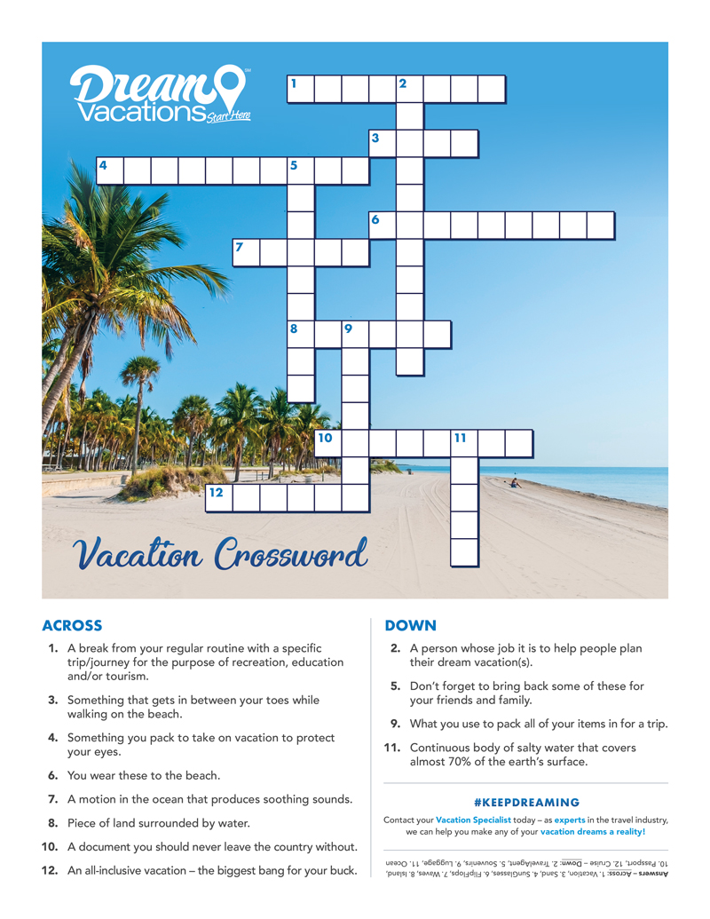 Vacation Crossword Preview Image